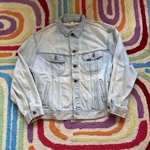 Vintage Lee Embroidered Round Table Pizza Denim Employee Jacket